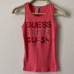 Guess Coral Tank Top with Sparkling Logo 100% Cotton NWOT